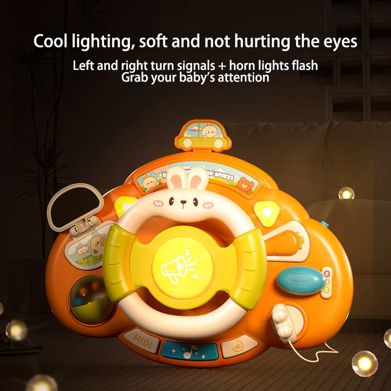 Baby Toy Electric Children's Steering Wheel Simulated Driving Car Steering Wheel LED Vocal Educate Toys Halloween Christmas Gift
