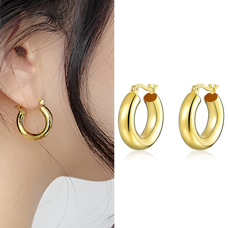 Original 925 Sterling Silver Hoop Earrings For Women Love Heart Round Vintage Earring Jewelry Party Christmas Gift