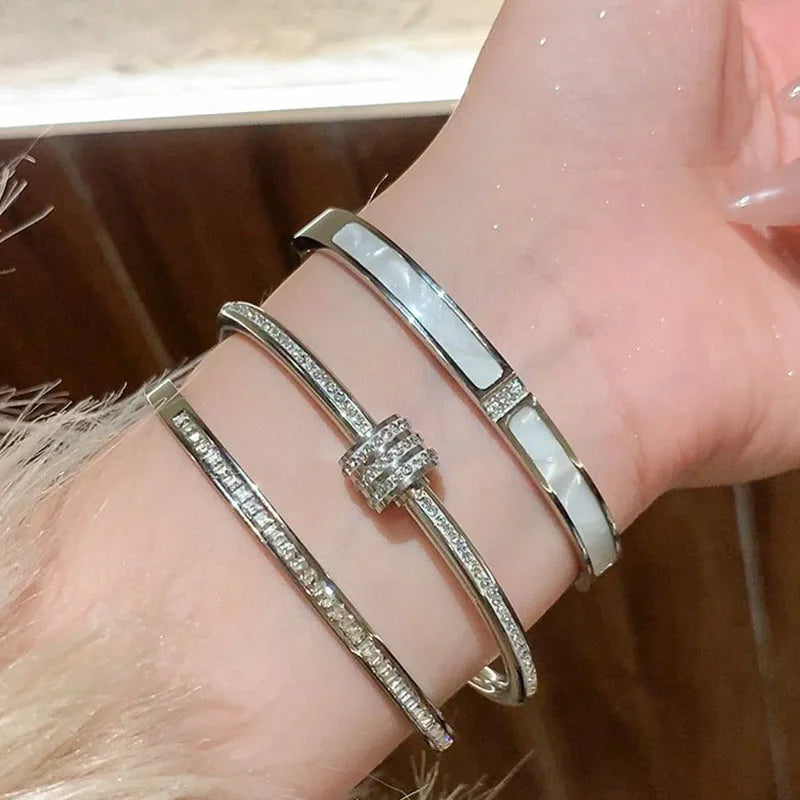 Silver Color Stainless Steel Colorfast Bracelets Skyful Star Bracelet Set for Women Fashion Light Luxury Jewelry Gifts Wholesale