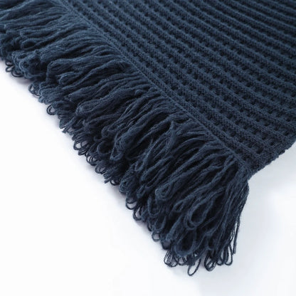 Sexy Knitted Tassel Top Skirt Women Set Dark Blue Long Sleeve Lapel Button Tops Pleated Mini Skirts 2025 Fashion Solid Lady Suit