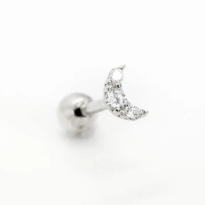 925 Sterling Silver Fine Jewelry Anti-allergic Ear Buckle Moon Stud Earring For Woman Wedding Anniversary Piercing Pendientes