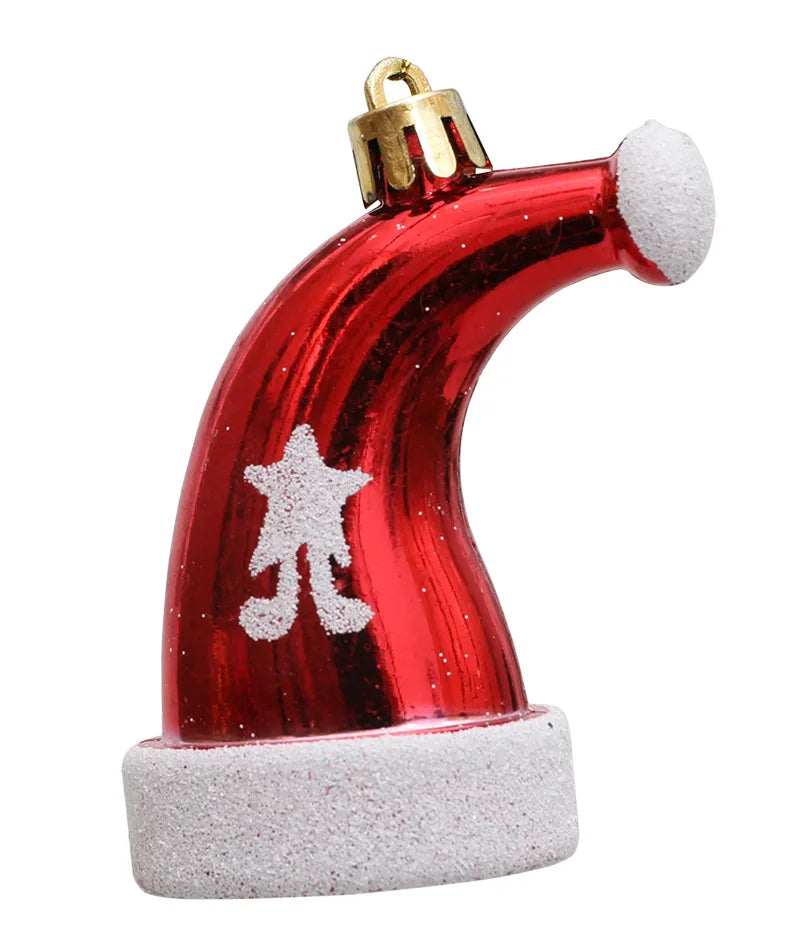 New Christmas Decorations Plastic Painted Boots Clothes Hats Small Ornaments Pendants Christmas Tree Decorations Fabric Hangings