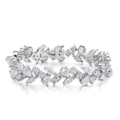 Smyoue 16.8-20.4CTTW Luxury Water Drop Moissanite Bracelet Wedding Female Jewelry Full Diamond Sterling Silver Bangle Plated 18K