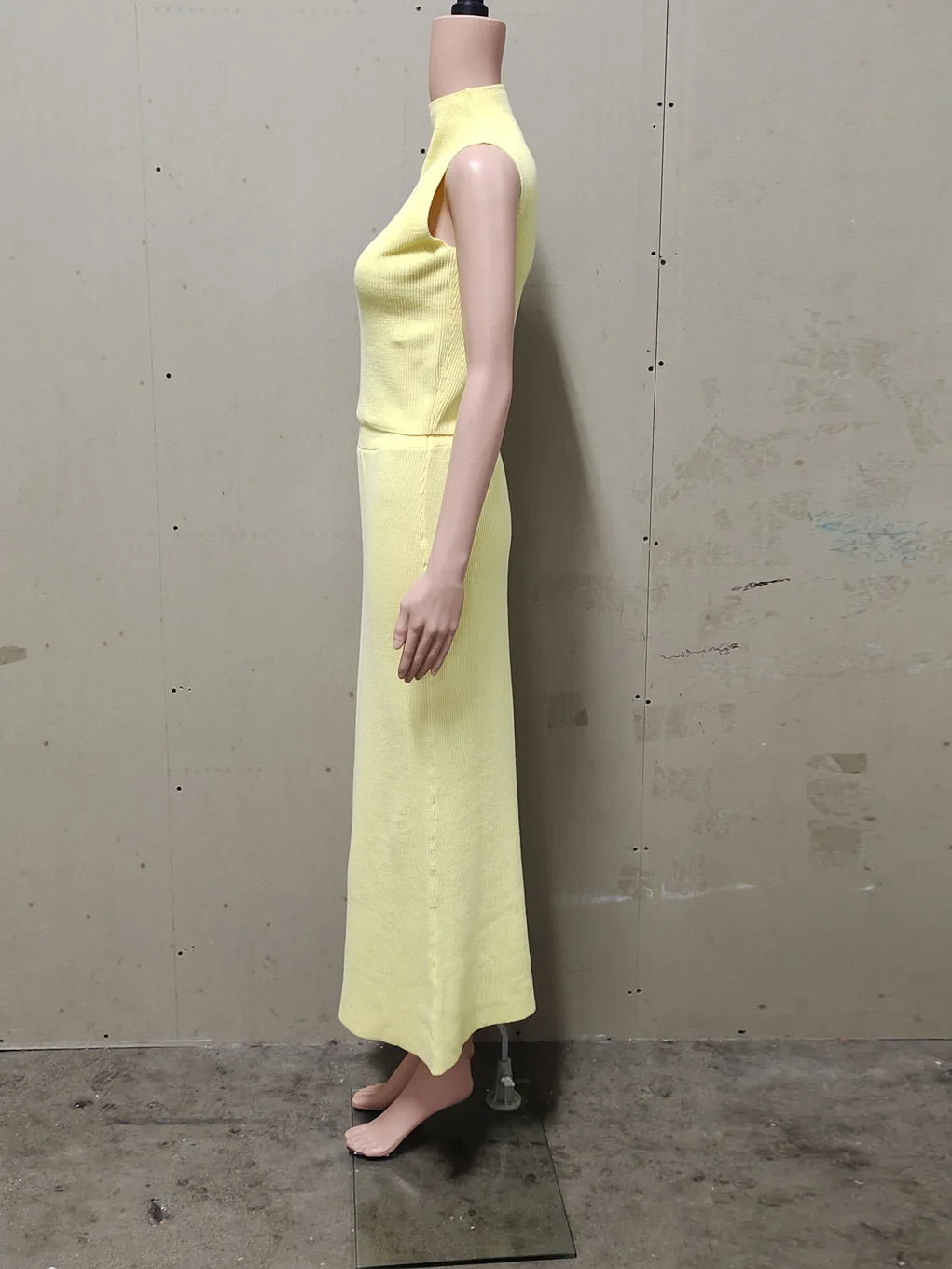 Autumn Elegant Long Skirt Two-piece Set Women's Sleeveless Knitted Turtleneck Vest Slim Skirt Set Female New Fashion Skirt Set