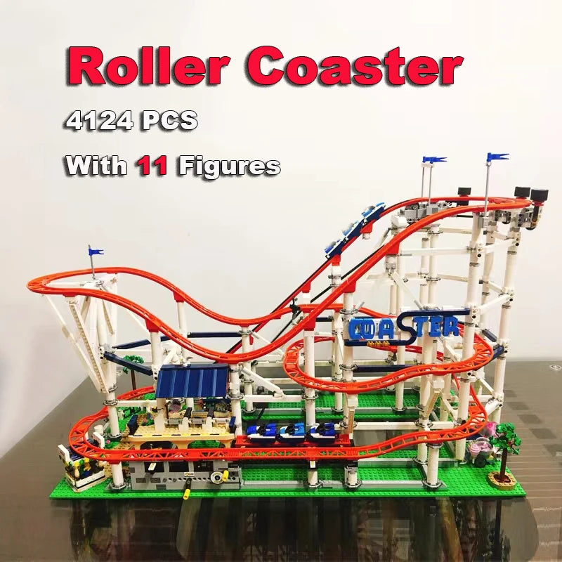 Led Lights With Motor Roller Loop Coaster Building Blocks Moc 10261 10303 10247 10257 Display Kid Toys Birthday Christmas Gifts