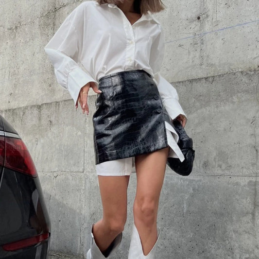 2025 New Fashion Women's Clothing Is A Complete Set of Simple and Loose White Shirts with Waist Seals