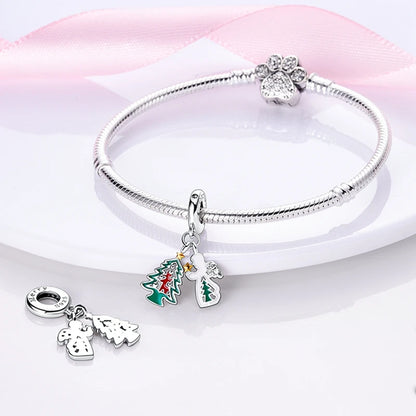 Halloween Christmas 925 Silver Charms Fit Original Bracelet For Women Jewelry Snow Christmas Tree Santa Claus
