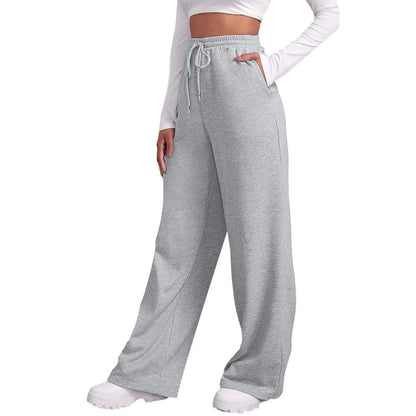 Women’s Drawstring Sweatpants Wide Straight Leg Pants Solid Color Sweatpants Casual Pants For Women 2024 Spring Emale Clothes