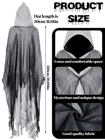 Ghost Dementors Cosplay Costume Unisex Gothic Horror Zombie Vampires Hooded Capes Day Of The Dead Party Props Cloaks