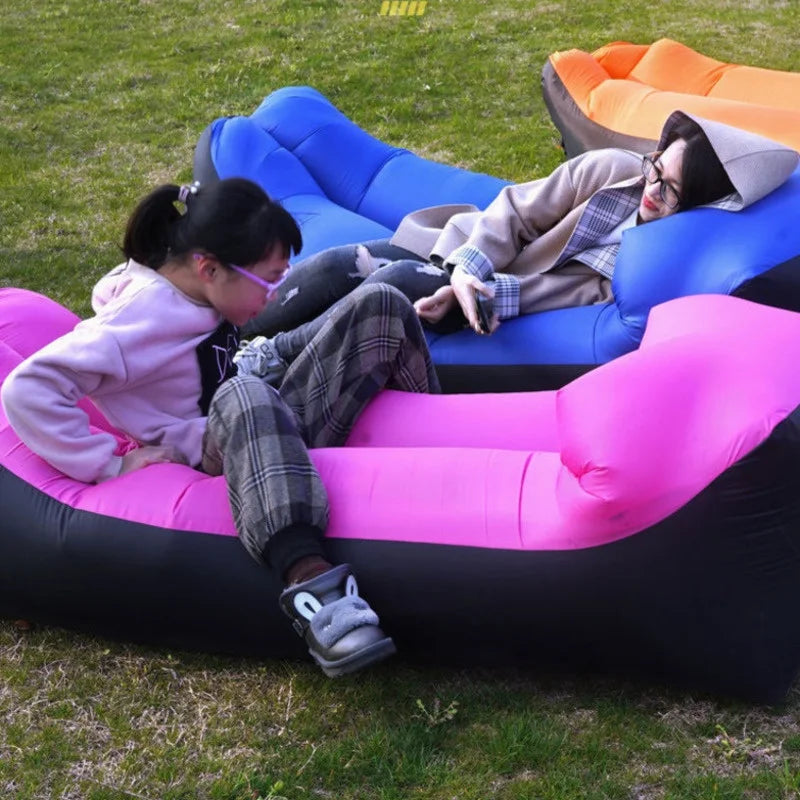 Portable Camping Lazy Inflatable Sofa Air Cushion PVC Lounger Seat Bean Bag Lounge Air Mattress Domestic Outdoor Ultralight Mat