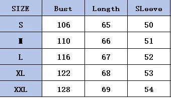 EtherealBe size chart for spider web zipper hoodie for women showing bust length and sleeve measurements S to XXL
