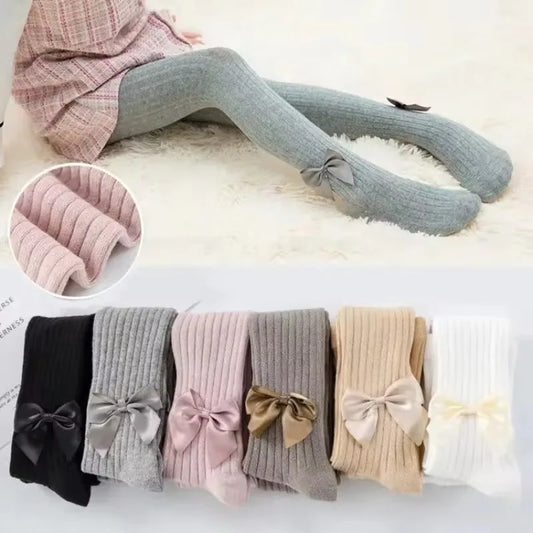 Spring Autumn Baby Girls Tights Cotton Knitting Tights for Girls Fashion Bowknot Children Girls Pantyhose Soft Leggings