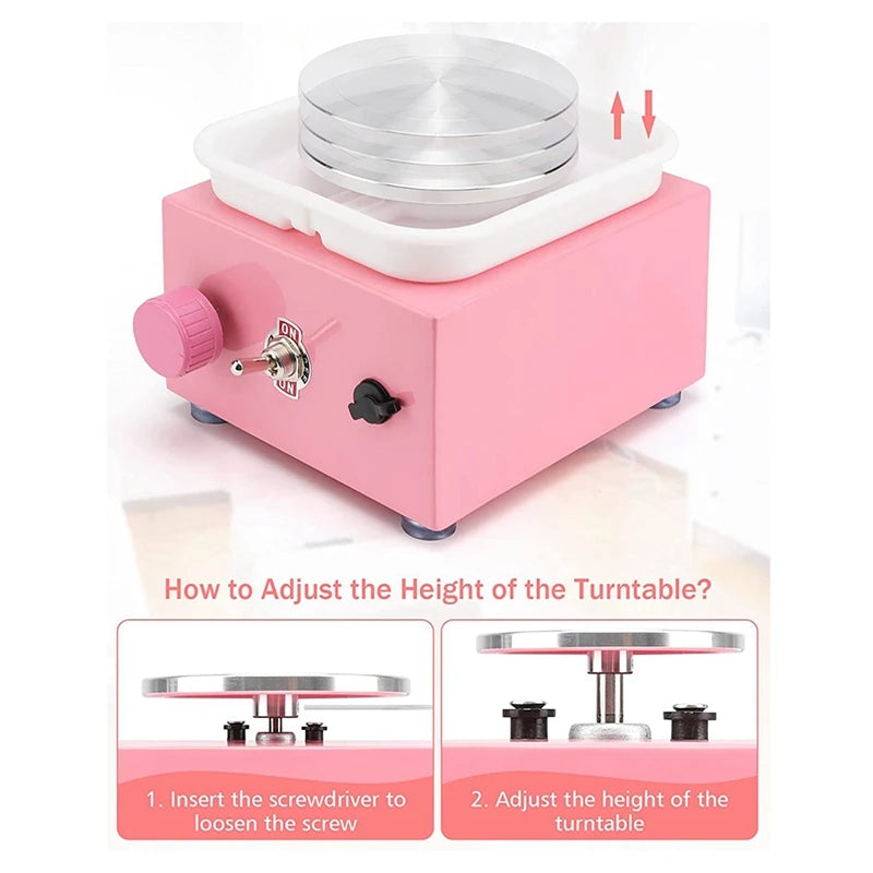 Mini Pottery Wheel For Kid 10CM Forming Machine Electric Ceramic Wheel With Clay Tools For Adults Beginners US Plug