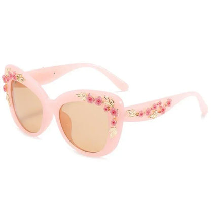 Retro Cat Eyes Sunglasses  Flower Cat Eyes Sunglasses UV400 Butterfly Eyes Broken Plastic Gradient Men's and Women's Sunglasses