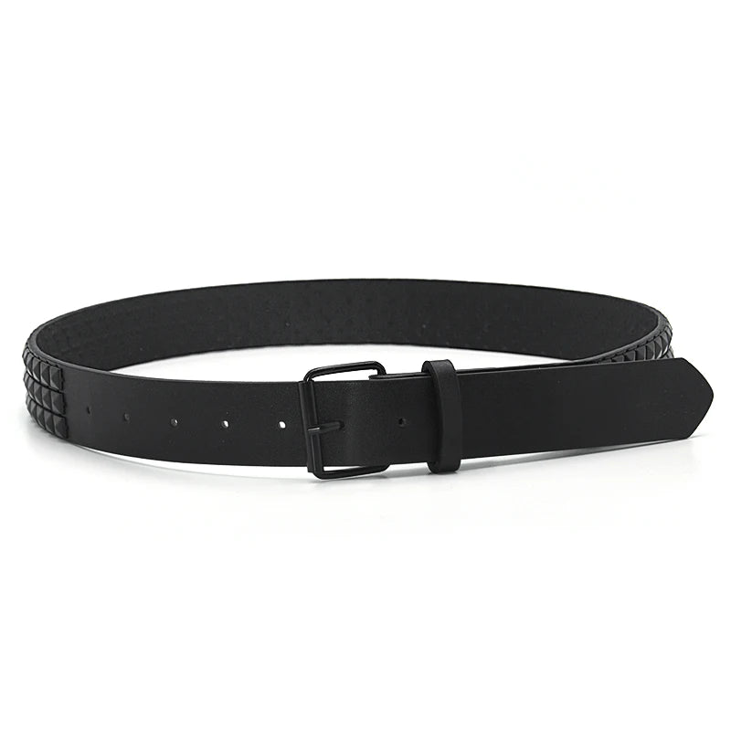 High Quality Rivet Belt Men&Women's Studded Fashion Versatile Belts Punk Rock With Pin Buckle Drop Decoration Black Hot Sale