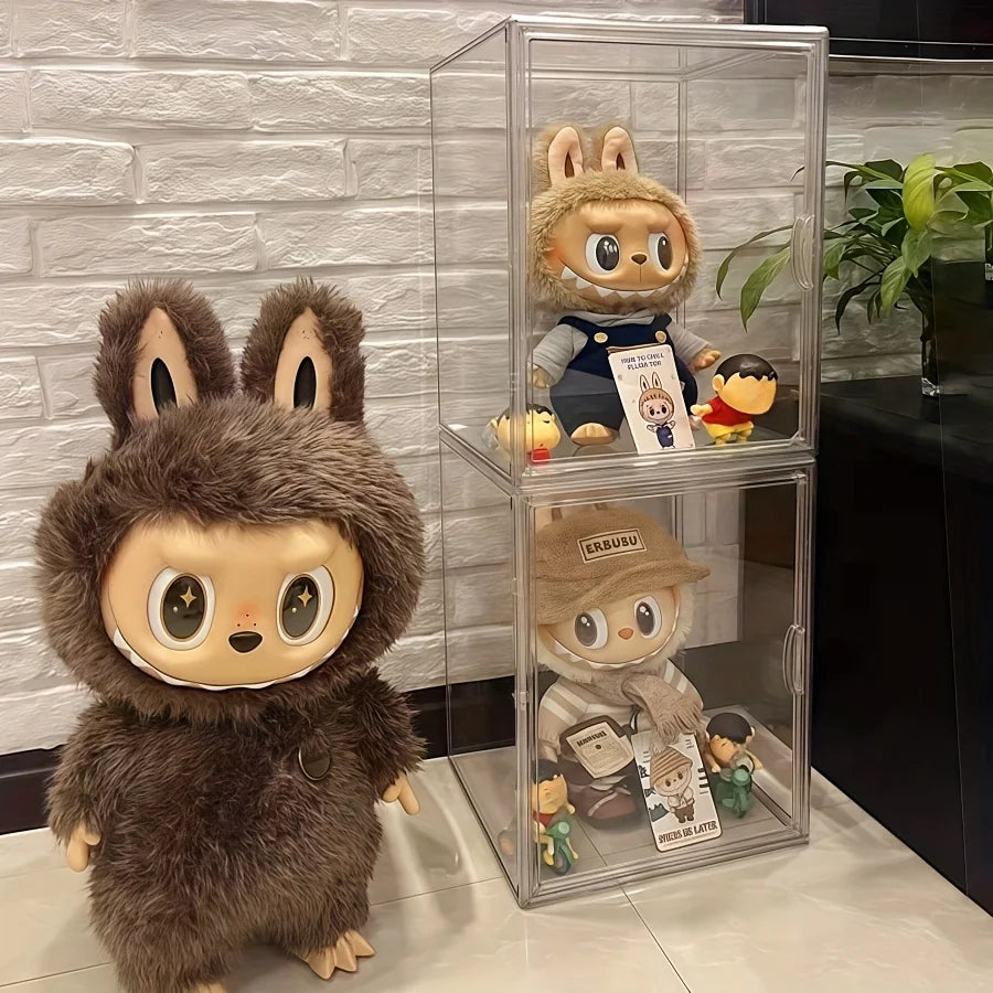 17cmLABUBU Collection Display Cabinet, Acrylic Transparent Storage Box,  for LABUBU V1 V2 V3 Series Doll Collection Display