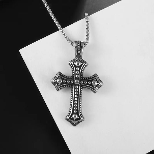New Metal Black Cross Pendant Necklace Men and Women Fashion Gothic Punk Trend Hip Hop Accessories Jewelry Gift Wholesale