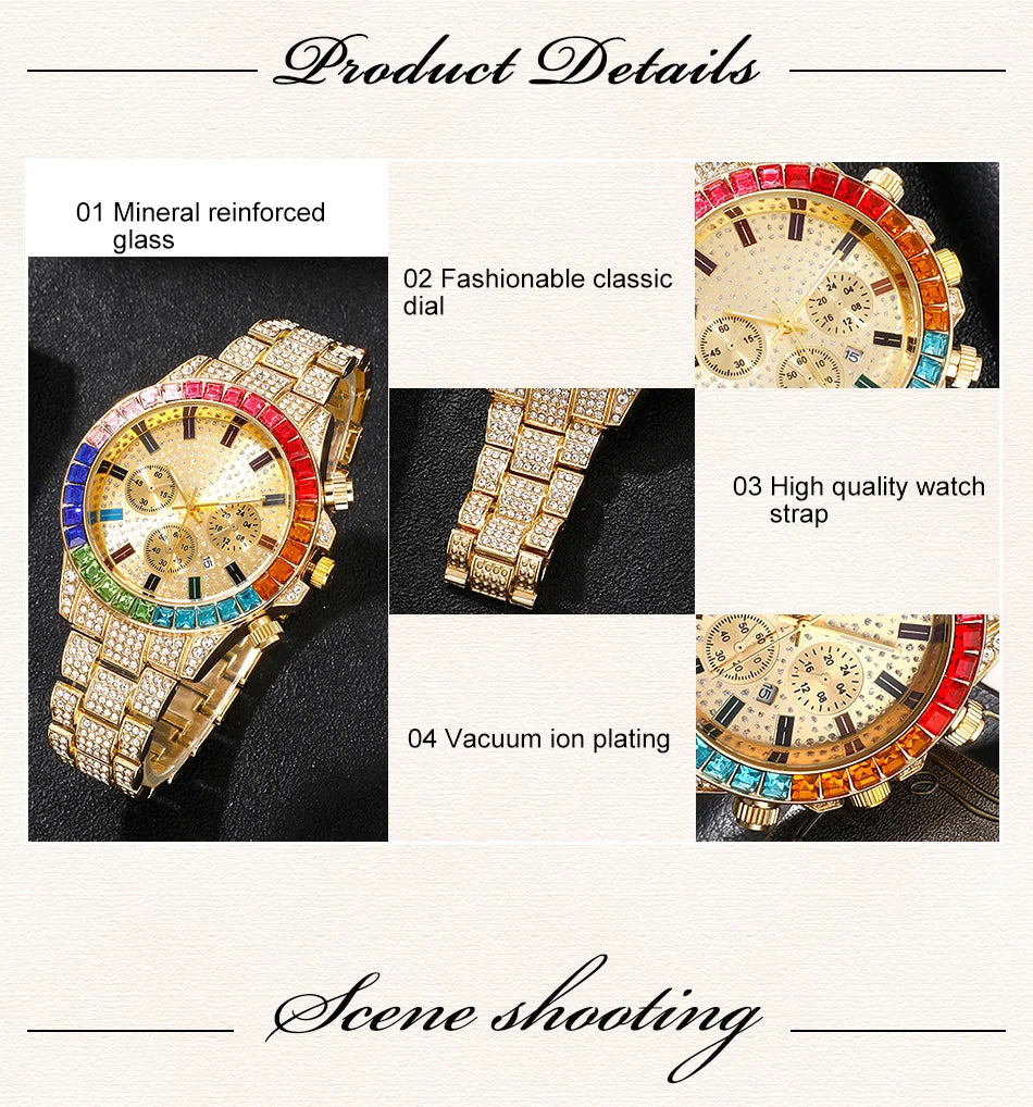 Diamond Women's Watches Gold Watch Ladies Wrist Watches Luxury Brand Rhinestone Women Bracelet Set Watches Female Relogio