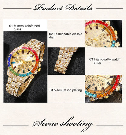 Diamond Women's Watches Gold Watch Ladies Wrist Watches Luxury Brand Rhinestone Women Bracelet Set Watches Female Relogio