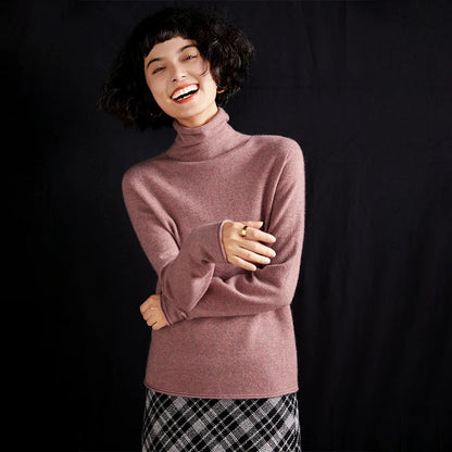 New Women's Cashmere Sweater 100% Pure Cashmere Knitted High Collar Hoodie Hot Selling Soft Solid Color Women's Top