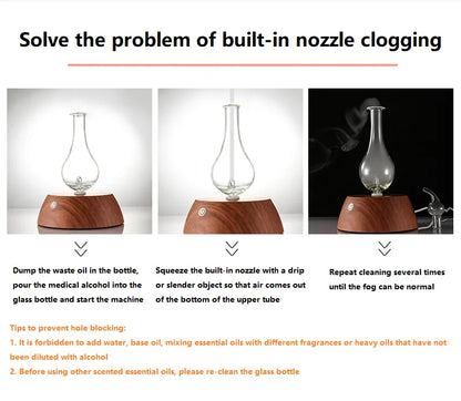50ML Waterless Essential Oil Pure Diffuser Mini Nebulizer Aromatherapy Wood Glass Household Aroma Diffusers Colorful Night Light