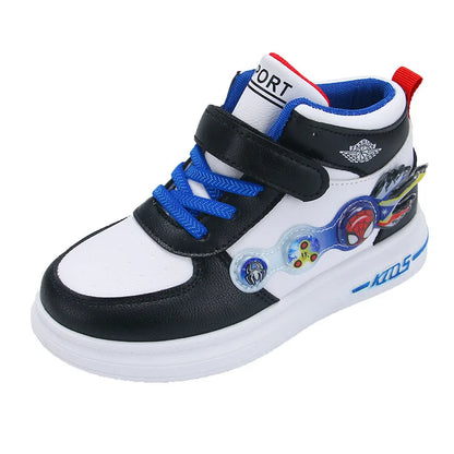 Disney Boys Fashion Sport Shoes Cartoon Spiderman Children's Sneakers Anti-slip Basket Shoes Student Shoes for Kids Size 26-37