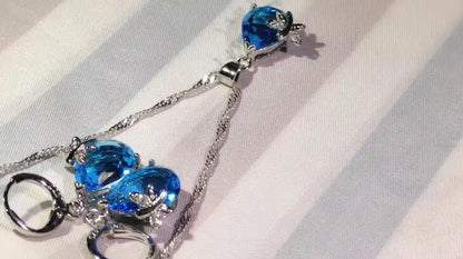 Bridal Jewelry Set 925 Sterling Silver Stamp Water Drop Dragonfly CZ Crystal Woman Girl Engagement Anniversary Necklace Earring