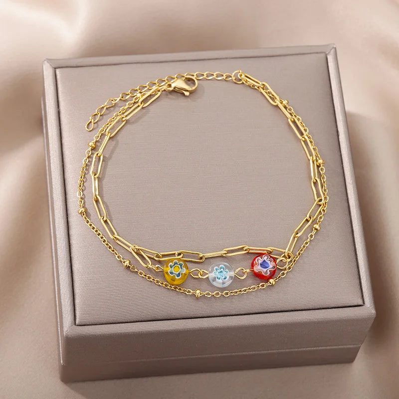 Evil Eye Anklets for Women Stainless Steel Boho Anklet Summer Charm Ankle Bracelet Lucky Amulet Jewelry Beach Accessoires Femme
