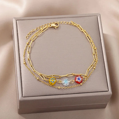 Evil Eye Anklets for Women Stainless Steel Boho Anklet Summer Charm Ankle Bracelet Lucky Amulet Jewelry Beach Accessoires Femme