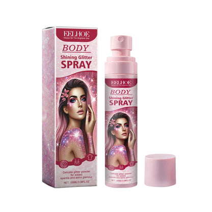 100ml Body Glitter Highlighter Shiny Glitter Spray Body Spray Womens Face Glitter Quick-Dry Waterproof Fairy Body Shimmery Spray