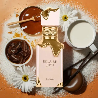Lattafa Eclaire Eau de Parfum Spray 100ml Premium Arabian Perfumes Lasting Floral Sweet Gourmand Perfume for Women 3.4 Ounce