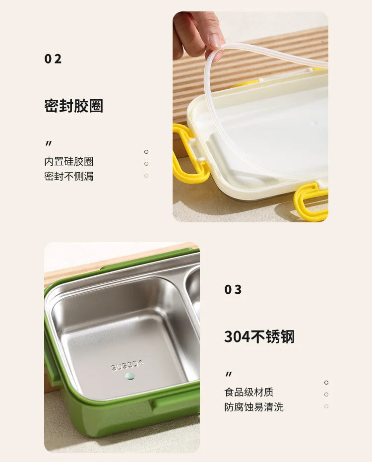 Kawaii Miffy Stainless Steel Divided Lunch Box Water Heated Student Lunch Box Cartoon Children's Lunchbox Christmas Gift Toys