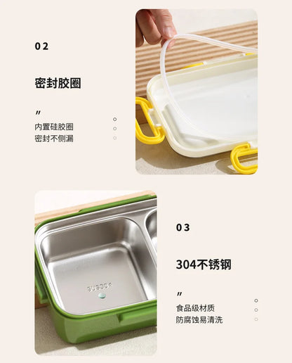 Kawaii Miffy Stainless Steel Divided Lunch Box Water Heated Student Lunch Box Cartoon Children's Lunchbox Christmas Gift Toys