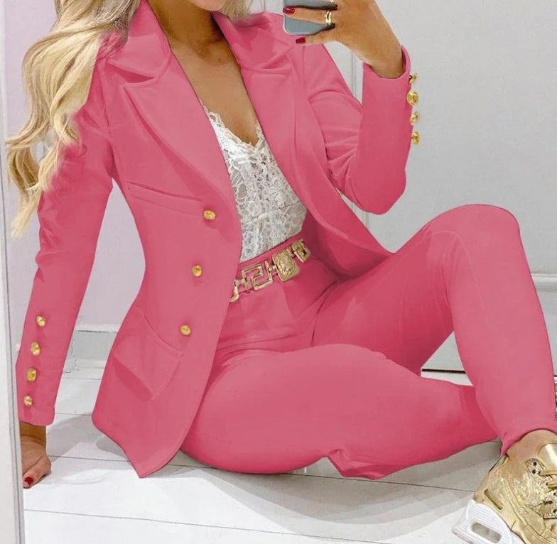 Women's Autumn Clothes Two Piece Set Female Coats and Pants Fashion Versatile Casual Long Sleeve Jacket and Trousers Suit 2023