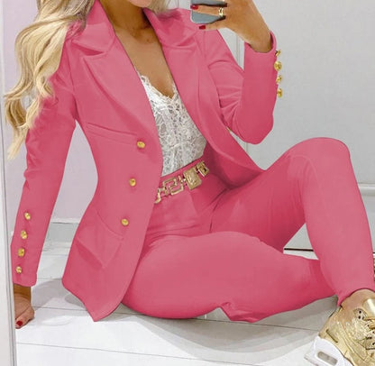 Women's Autumn Clothes Two Piece Set Female Coats and Pants Fashion Versatile Casual Long Sleeve Jacket and Trousers Suit 2023