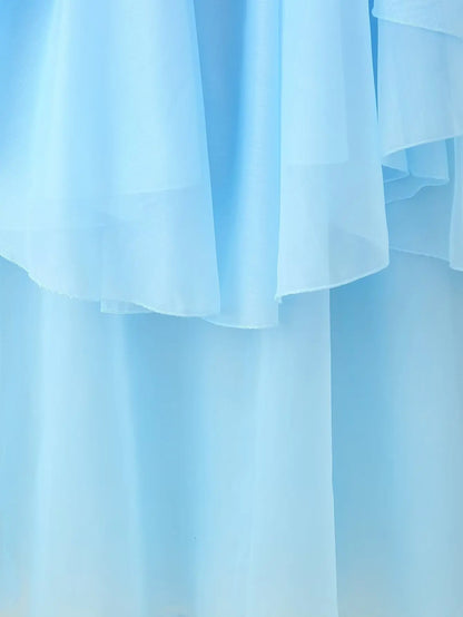 EtherealBe elegant layered decorative dress in soft blue with flowing layers for a charming look