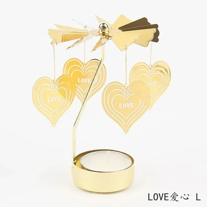 Multi-shape Rotating Candlesticks Snowflake Angel Romantic Tea Party Candle Holder Wedding Christmas Metal Home Decor