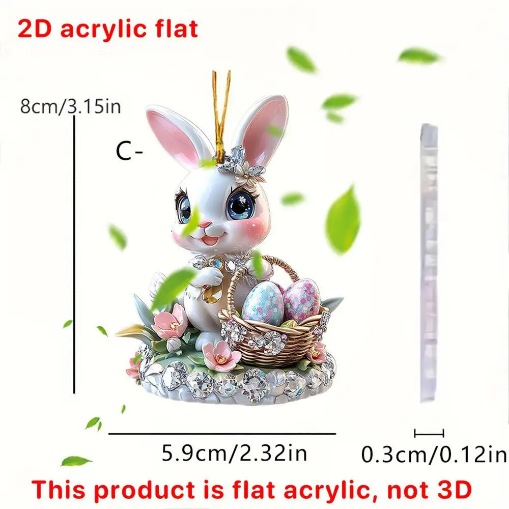 Easter Coffee Cup Ornaments Cartoon Bunny Egg House Coffee Mug Decorative 2D Acrylic Ornaments 2025 Spring Party Supplies