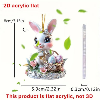 Easter Coffee Cup Ornaments Cartoon Bunny Egg House Coffee Mug Decorative 2D Acrylic Ornaments 2025 Spring Party Supplies