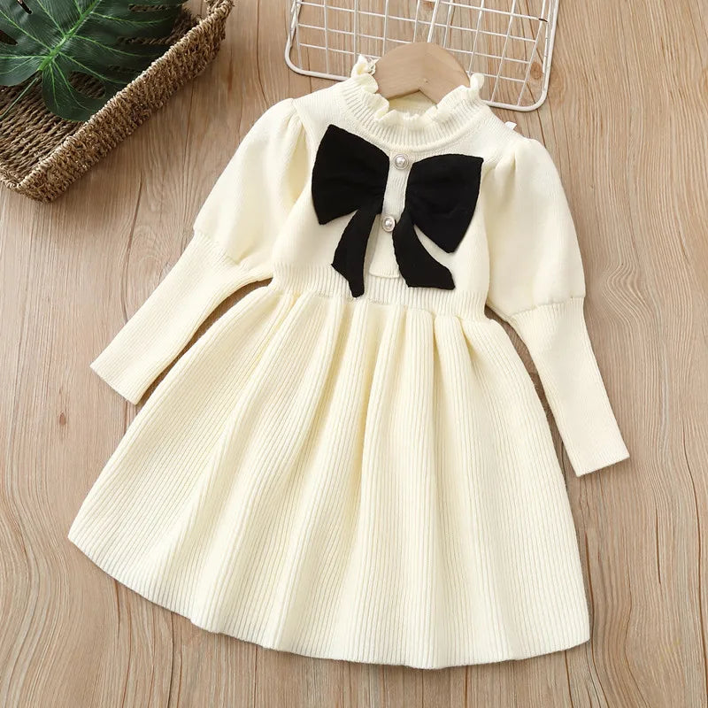 Girls Knitted Long Sleeve Casual Kids Baby Knitted Outfit  2-8 Years Christmas School Costume