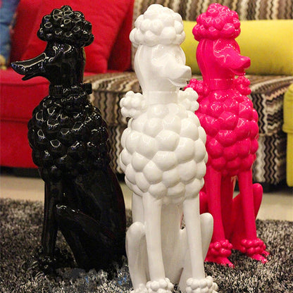 New Highlight Tricolor Resin Poodle European Modern High-end Club Home Fashion AccessoriesRresin Ornaments, Best Gift