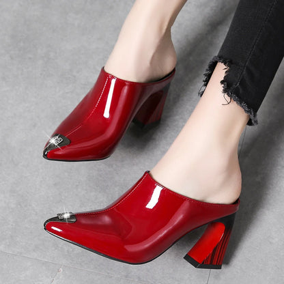 Sandalias Summer 2022 New Women Slipper High Heel Sandal Shoes Ladies High Quality PU Leather Slides Pumps Women