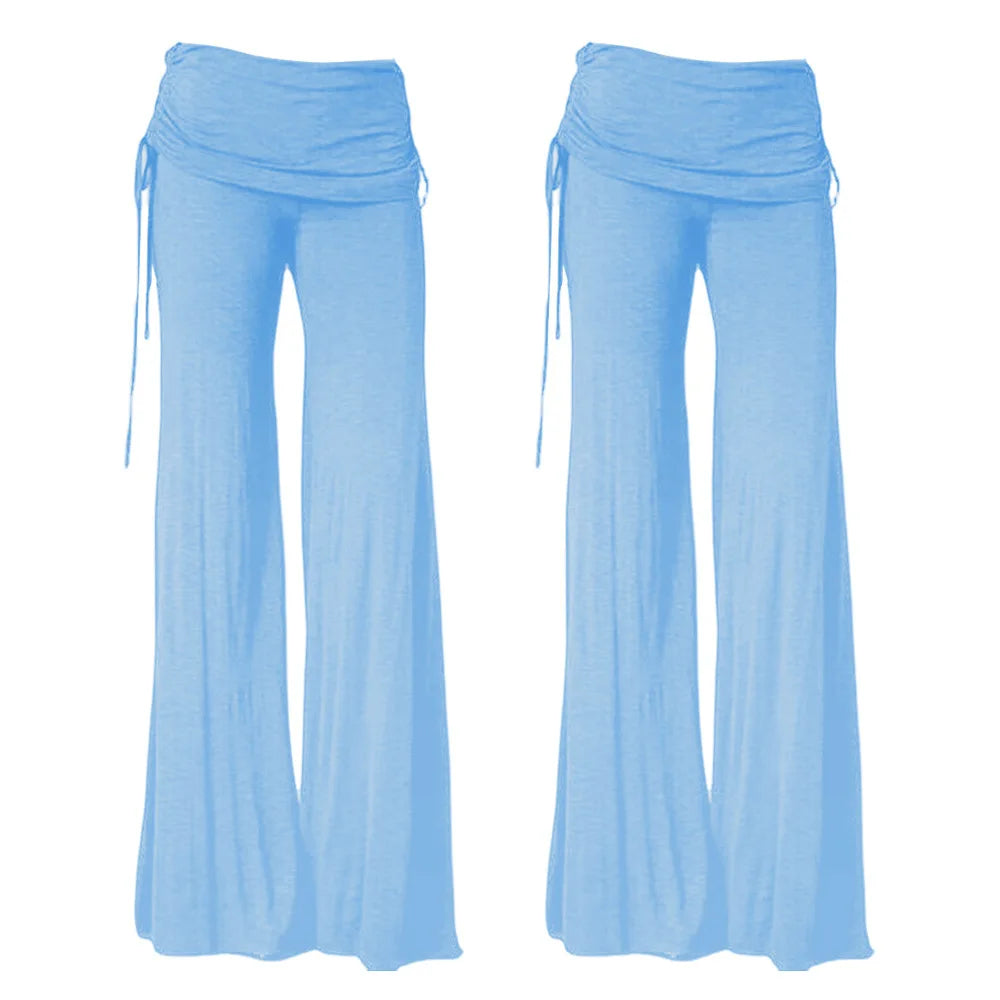 EtherealBe women's medieval cosplay pants in light blue with a flowy wide-leg design