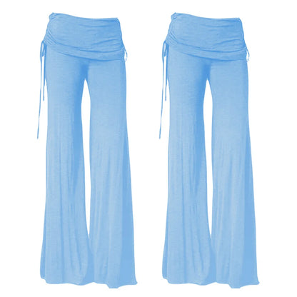 EtherealBe women's medieval cosplay pants in light blue with a flowy wide-leg design