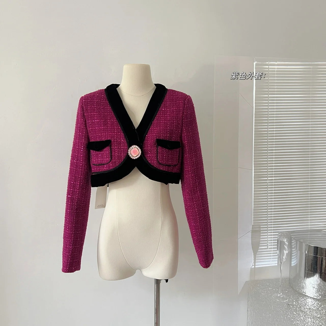 EtherealBe Sweet Pink Tweed Blazer for Ladies