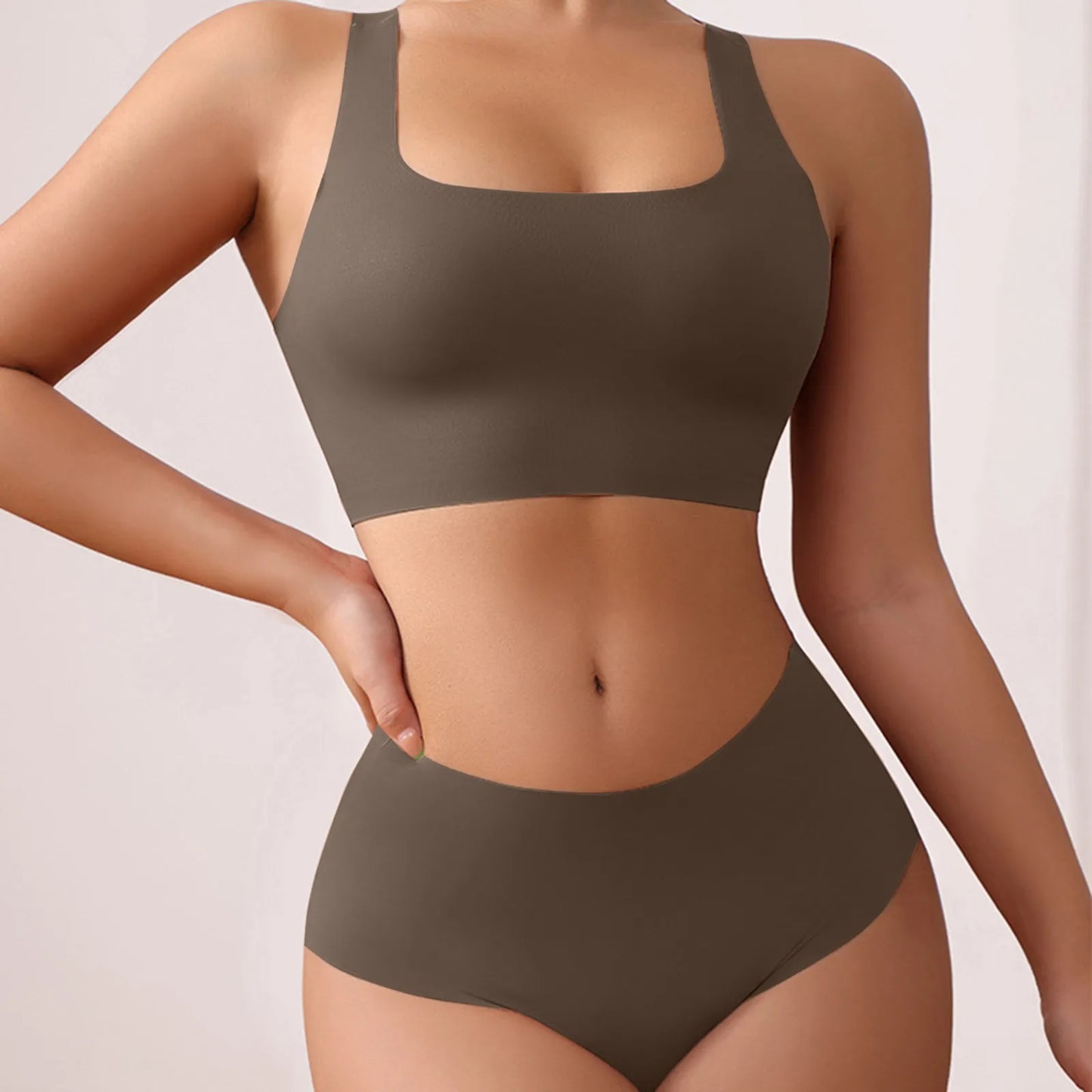 Vest Style Women's Underwear Set Large Size Sports No Underwire Upper Bracket Gathering Removable Pad Women's Medium Briefs Men