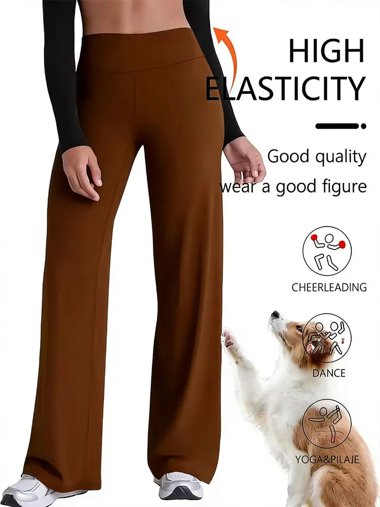 Women's Spring & Summer Wide-Leg Athletic Pants, High-Waisted Butt-Lifting Tummy-Control Yoga Pants,Plus Size Clothes,Jeans（New）
