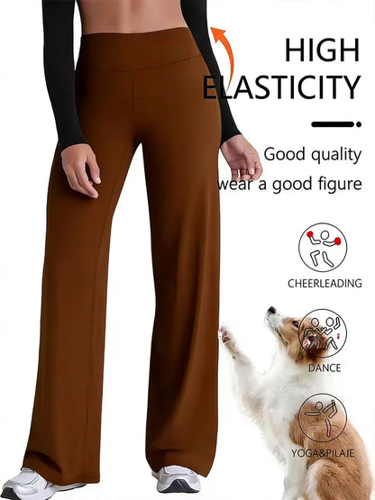 Women's Spring & Summer Wide-Leg Athletic Pants, High-Waisted Butt-Lifting Tummy-Control Yoga Pants,Plus Size Clothes,Jeans（New）