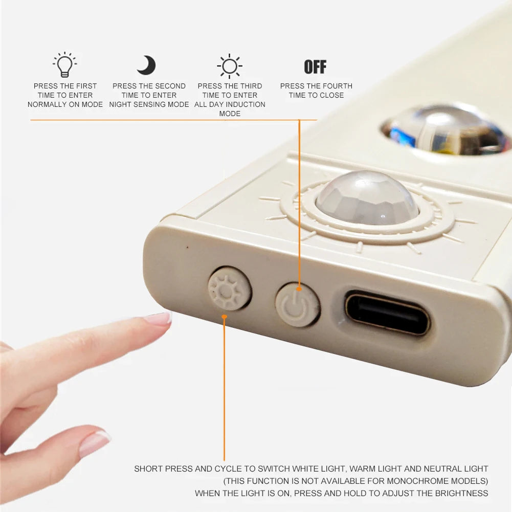 White/Black LED Cabinet Light USB Rechargeable Motion Sensor LED Light for Kitchen Wardrobe Cabinet Lighting 20CM/30CM/40CM/50CM