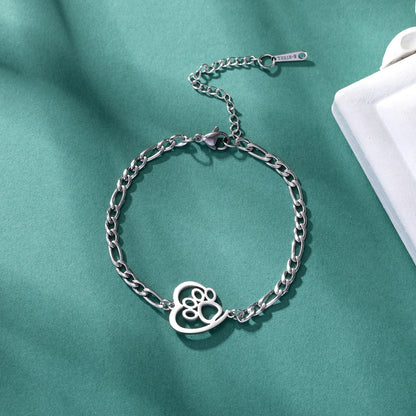 Skyrim Cute Heart shaped Cat Claw Women's Bracelet Stainless Steel Cute Pet Animal Figaro Chain Bracelet Gift Jewelry New
